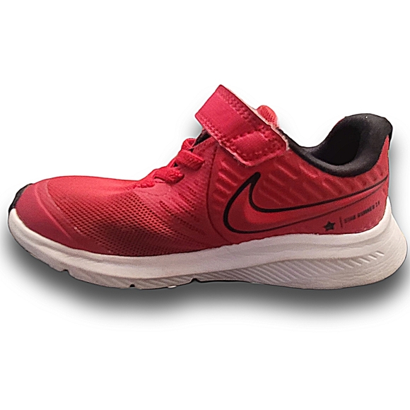 Nike Little Kid Star Runner 2.0 Red Sneakers Shoes Size 11C Black Swoosh Logo - Picture 3 of 14